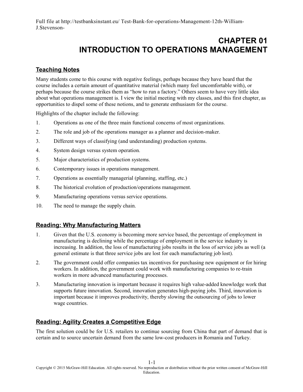 Full File at Test-Bank-For-Operations-Management-12Th-William-J.Stevenson