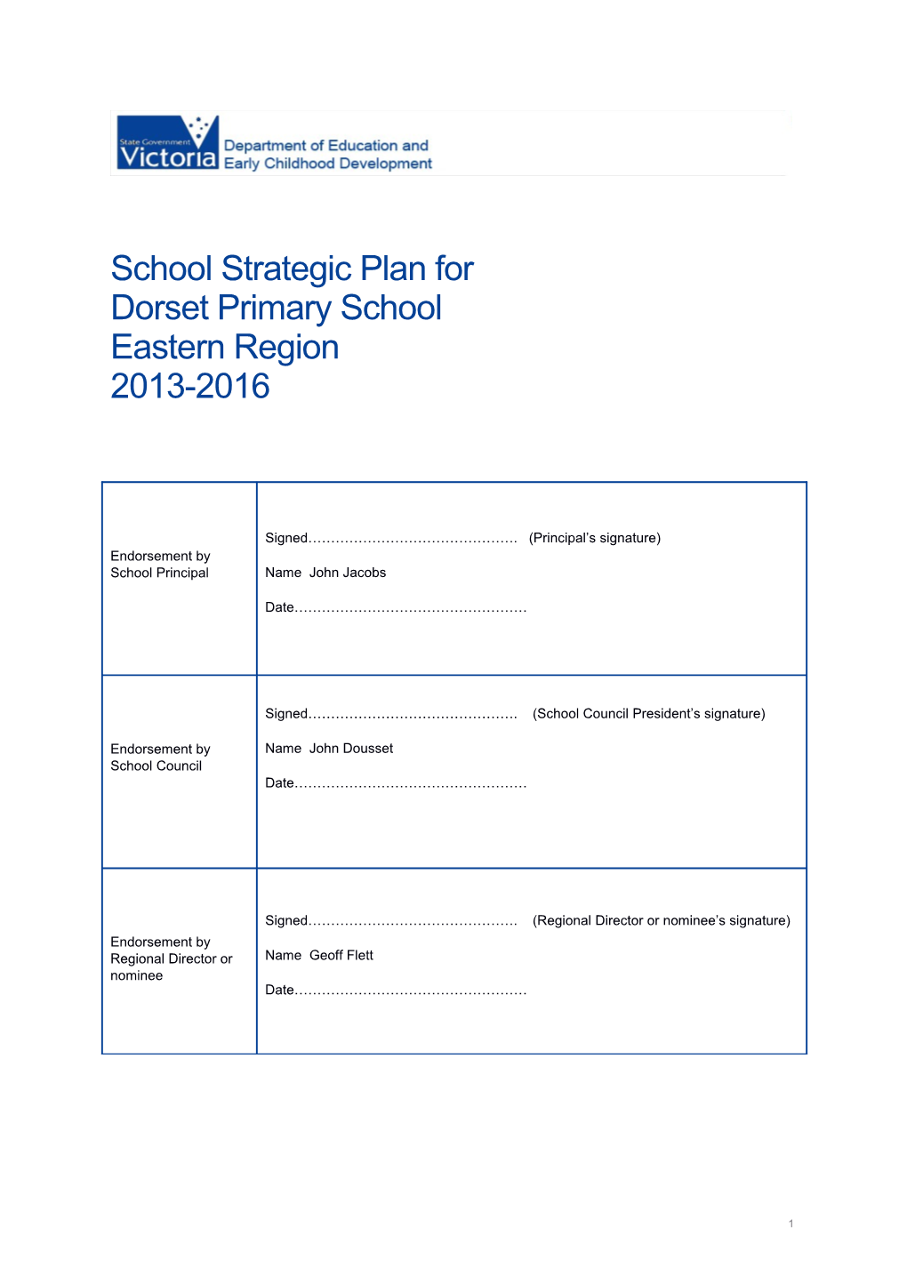 School Strategic Plan For