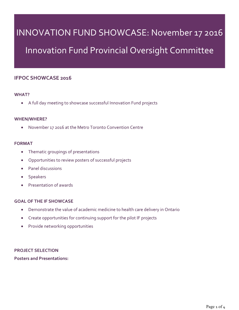 Innovation Fund Provincial Oversight Committee