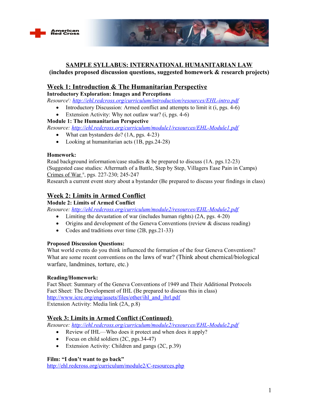 Sample Syllabus: International Humanitarian Law