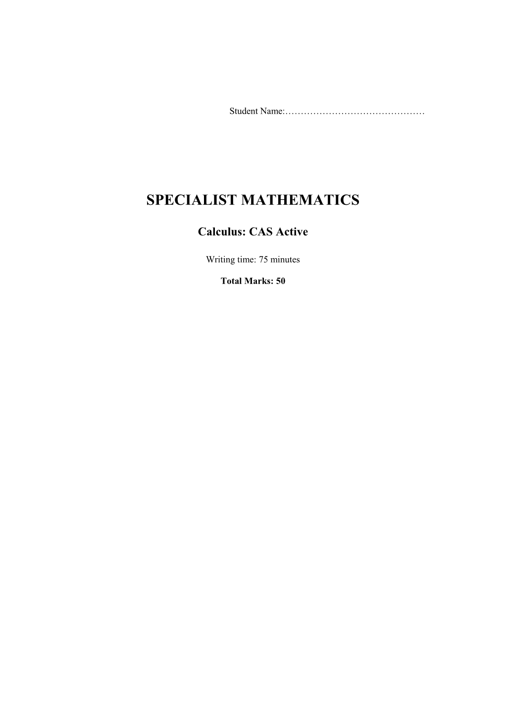 Specialist Mathematics