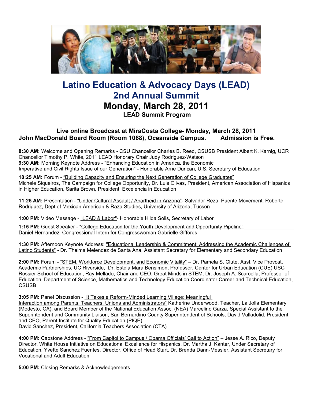 Latino Education & Advocacy Days (LEAD) 2Nd Annual Summit