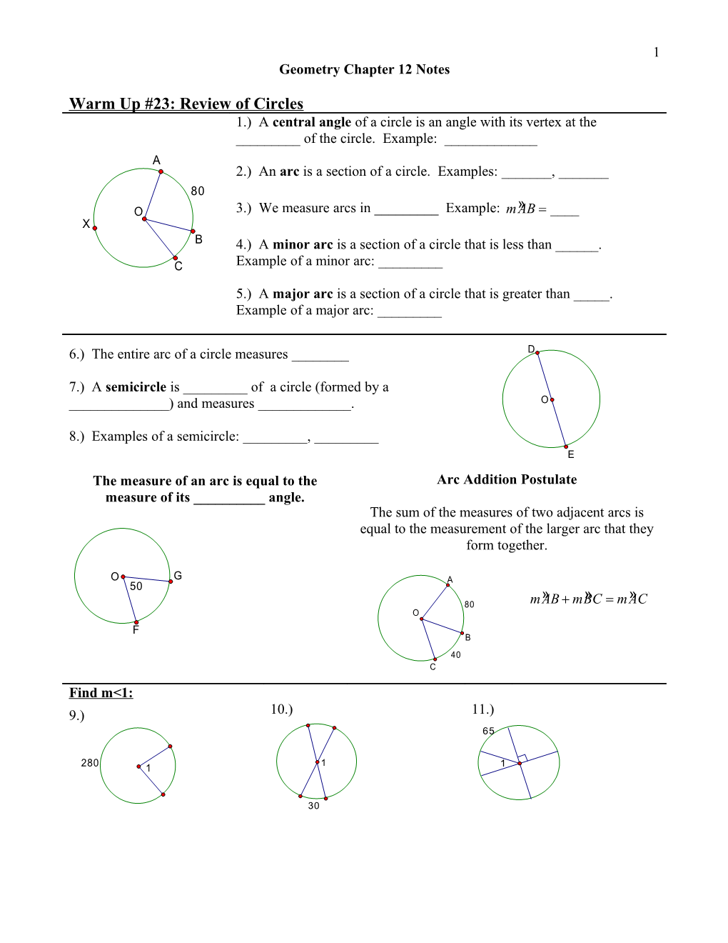 Geometry Chapter 12 Notes