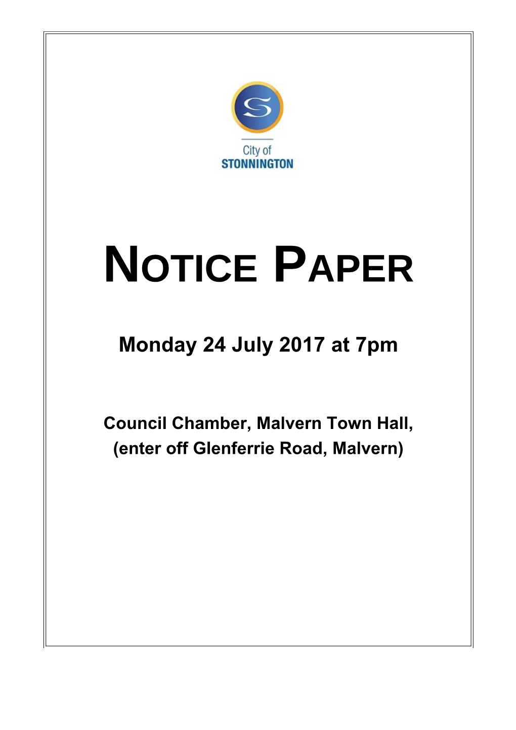 Agenda of Council Meeting - 24 July 2017