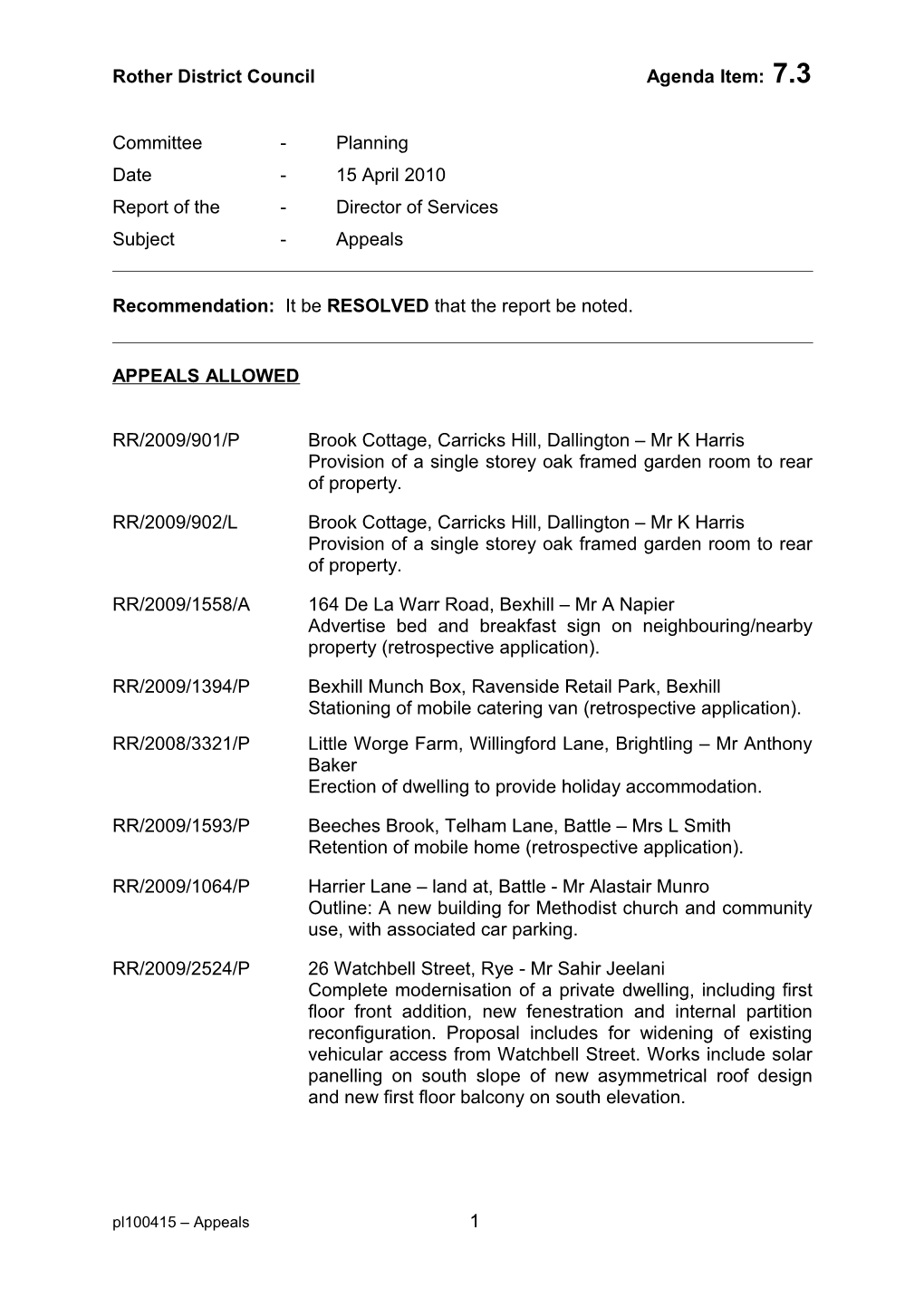 Rother District Council Agenda Item:7.3