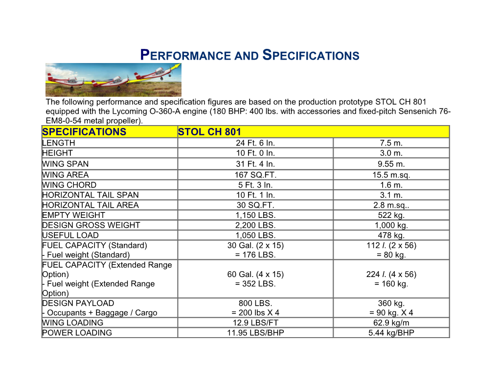 Performance and Specifications