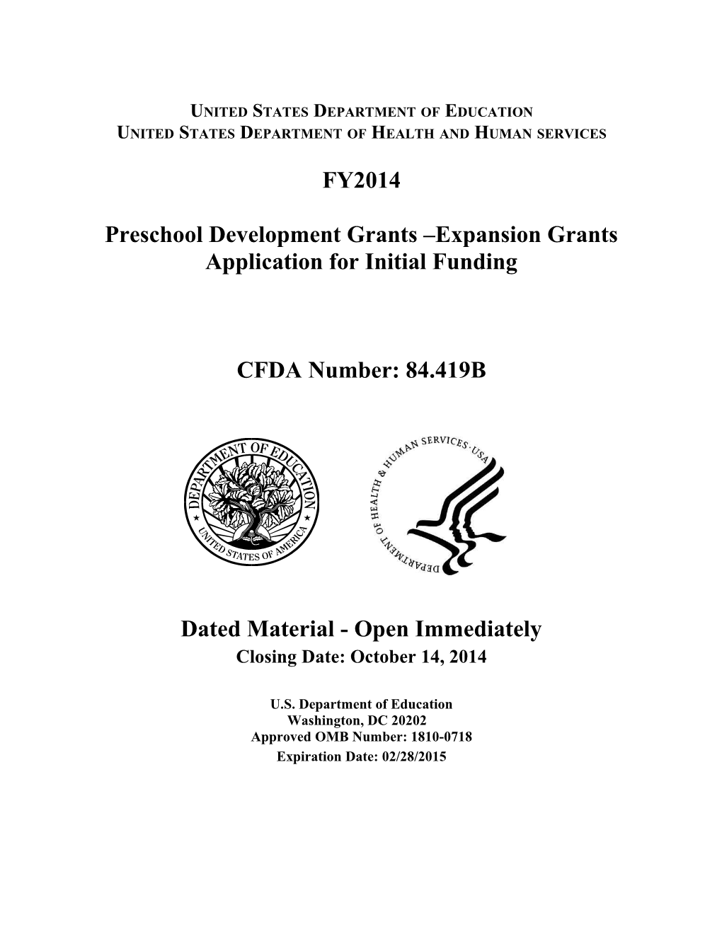 Preschool Development Grants - Expansion Competition 2014 (PDF)