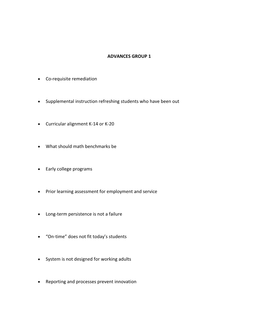 Advances Group 1