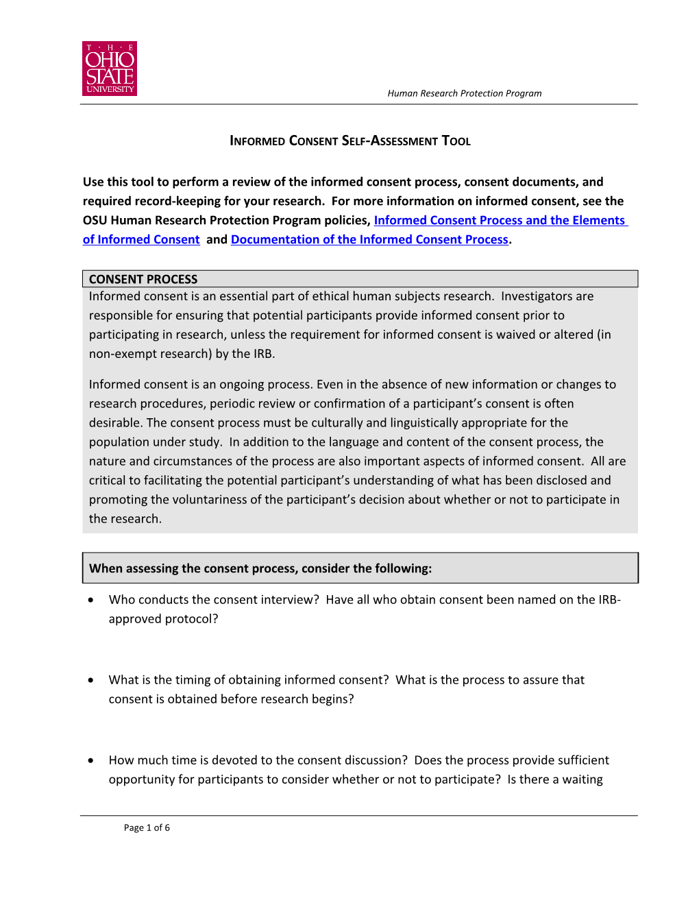 Informed Consent Self-Assessment Tool