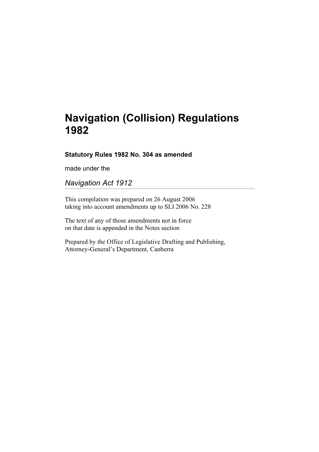 Navigation (Collision) Regulations 1982