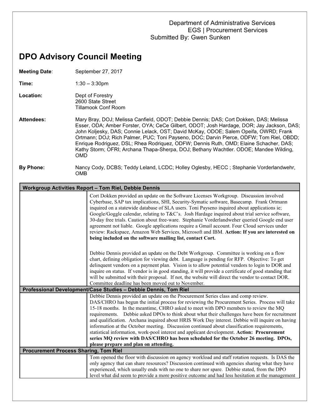 DPO Council Minutes September 2017