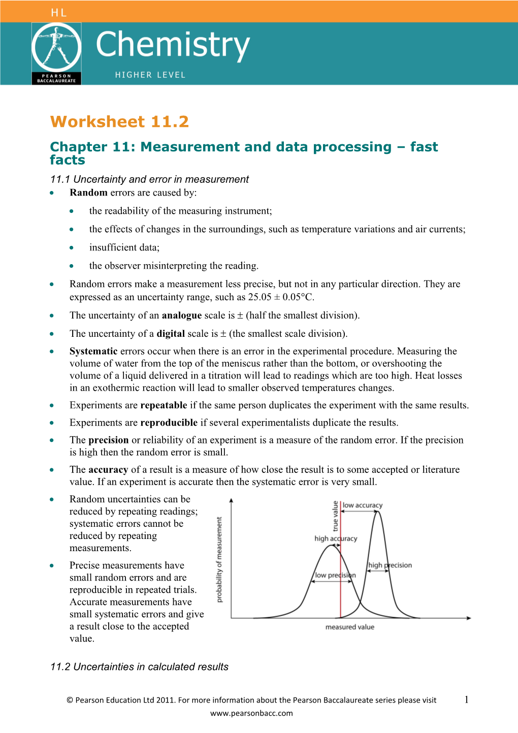 Chapter 11: Measurement and Data Processing Fast Facts