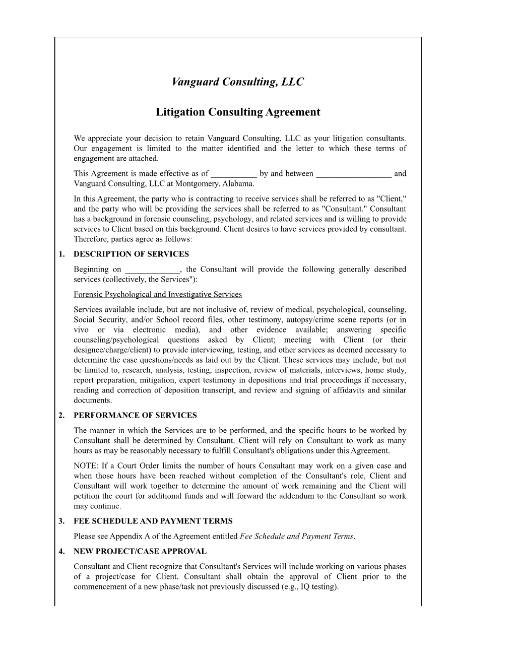 Form 4 Terms of Engagement Contract