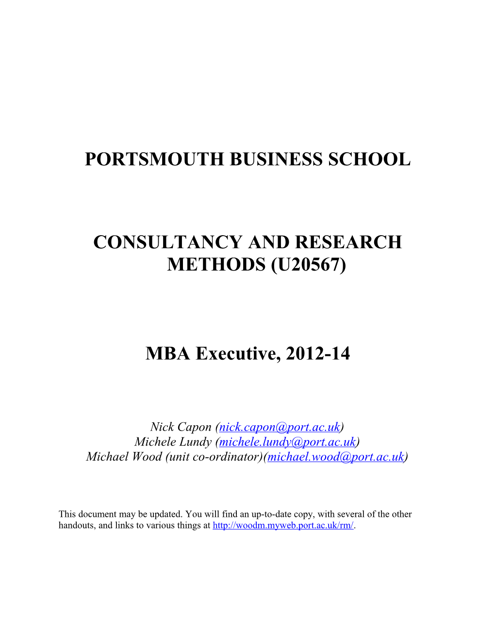 Consultancy and Research Methods (U20567)