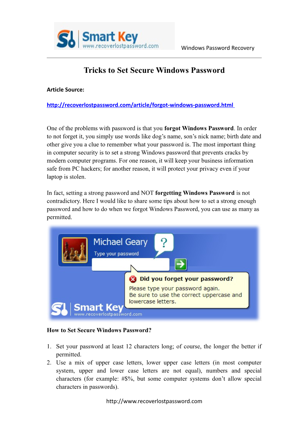 Tricks to Set Secure Windows Password