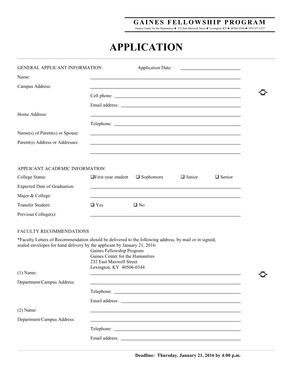 GENERAL APPLICANT Informationapplication Date