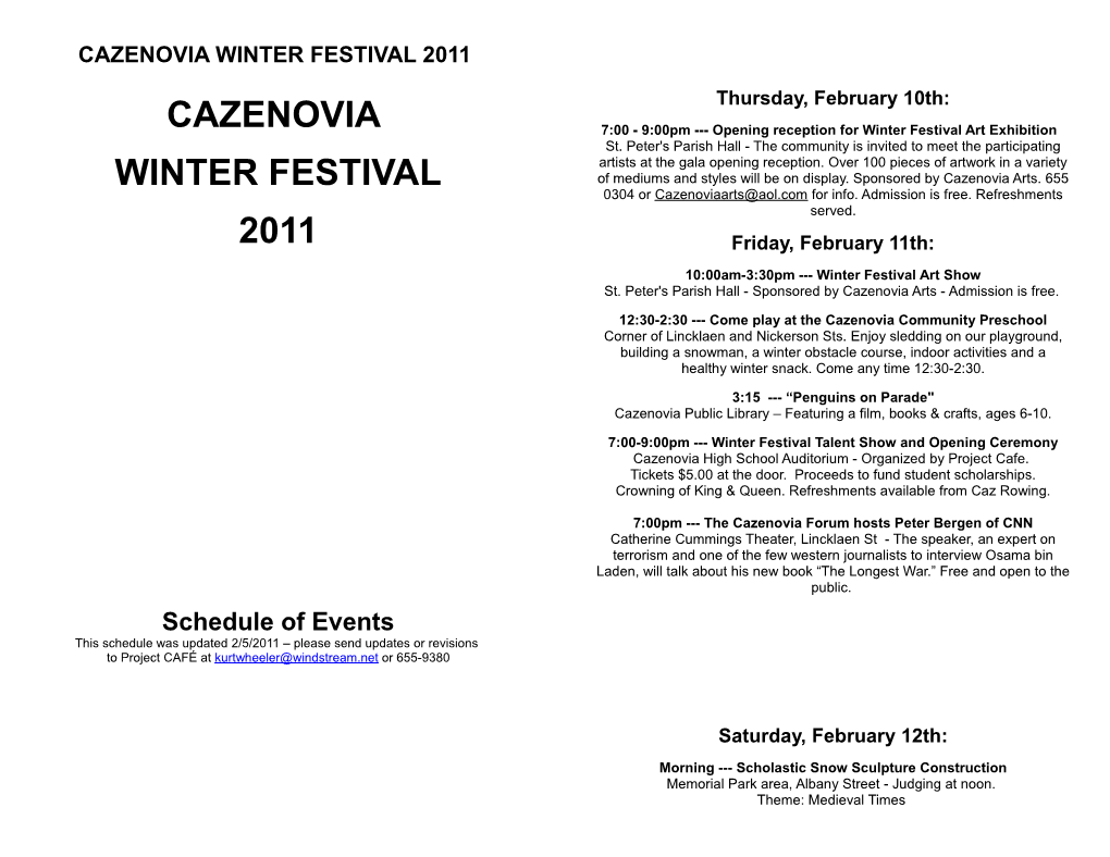Cazenovia Winter Festival 2011