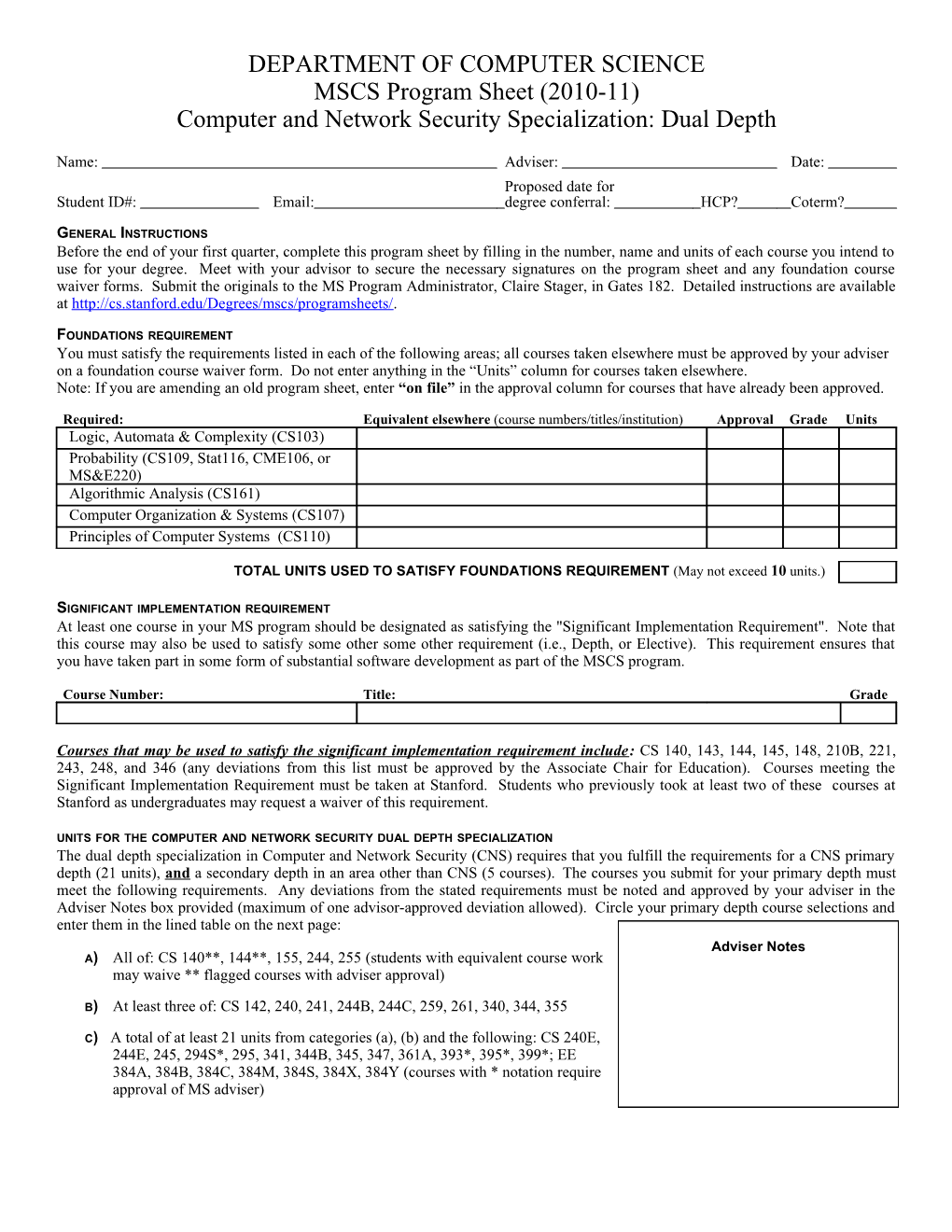 Computer and Network Security Specialization: Dual Depth