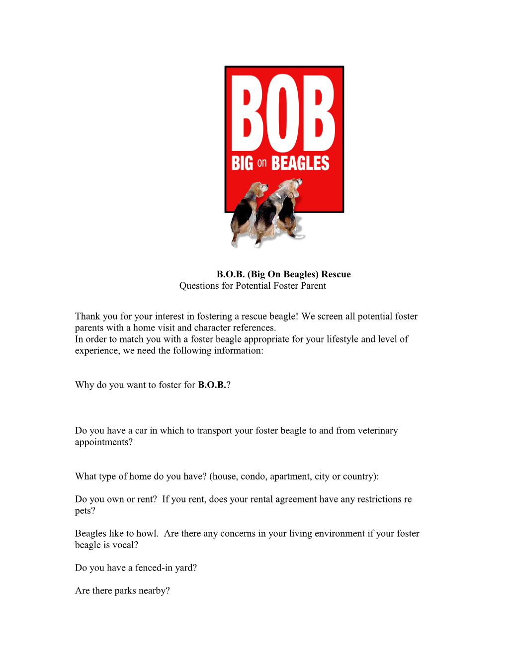 B.O.B. (Big on Beagles) Rescue