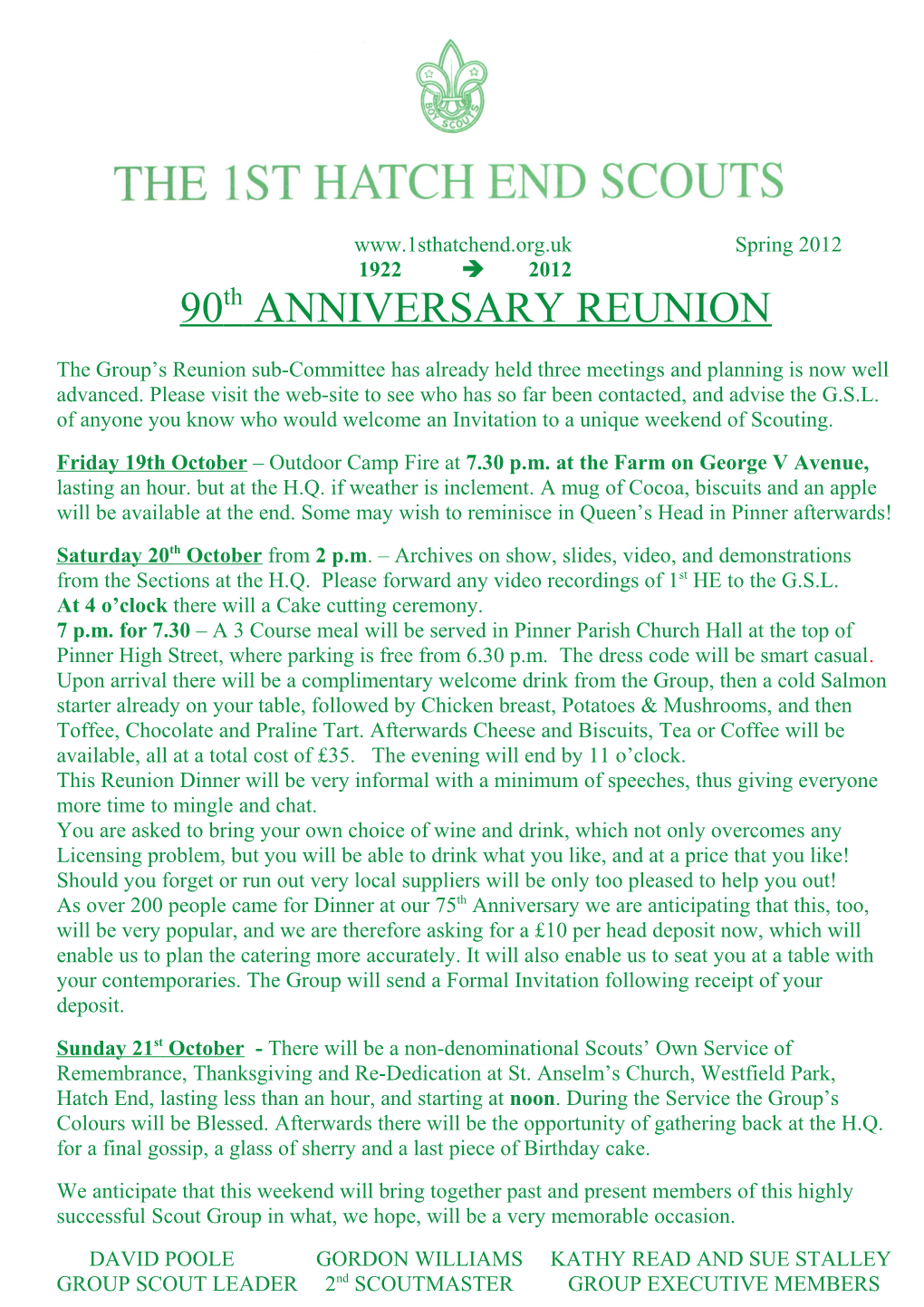 90Th ANNIVERSARY REUNION