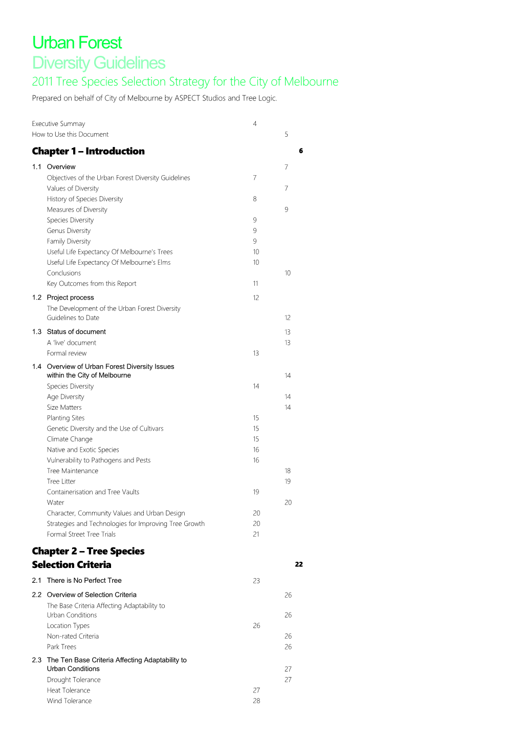 Urban Forest Diversity Guidelines