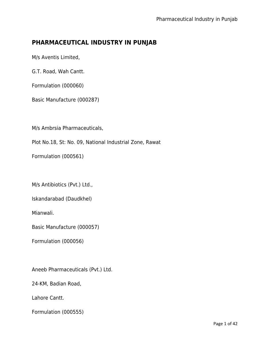 Pharmaceutical Industry in Punjab