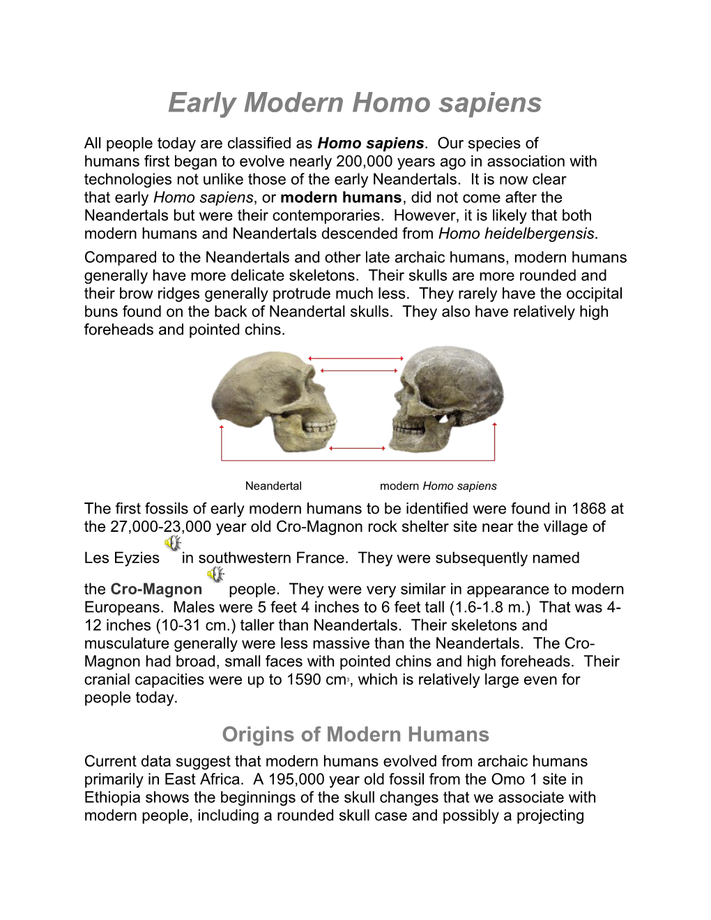 Early Modern Homo Sapiens