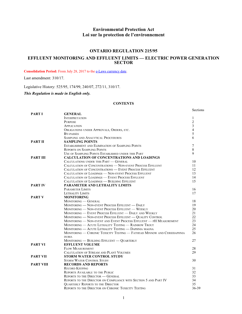 Environmental Protection Act - O. Reg. 215/95