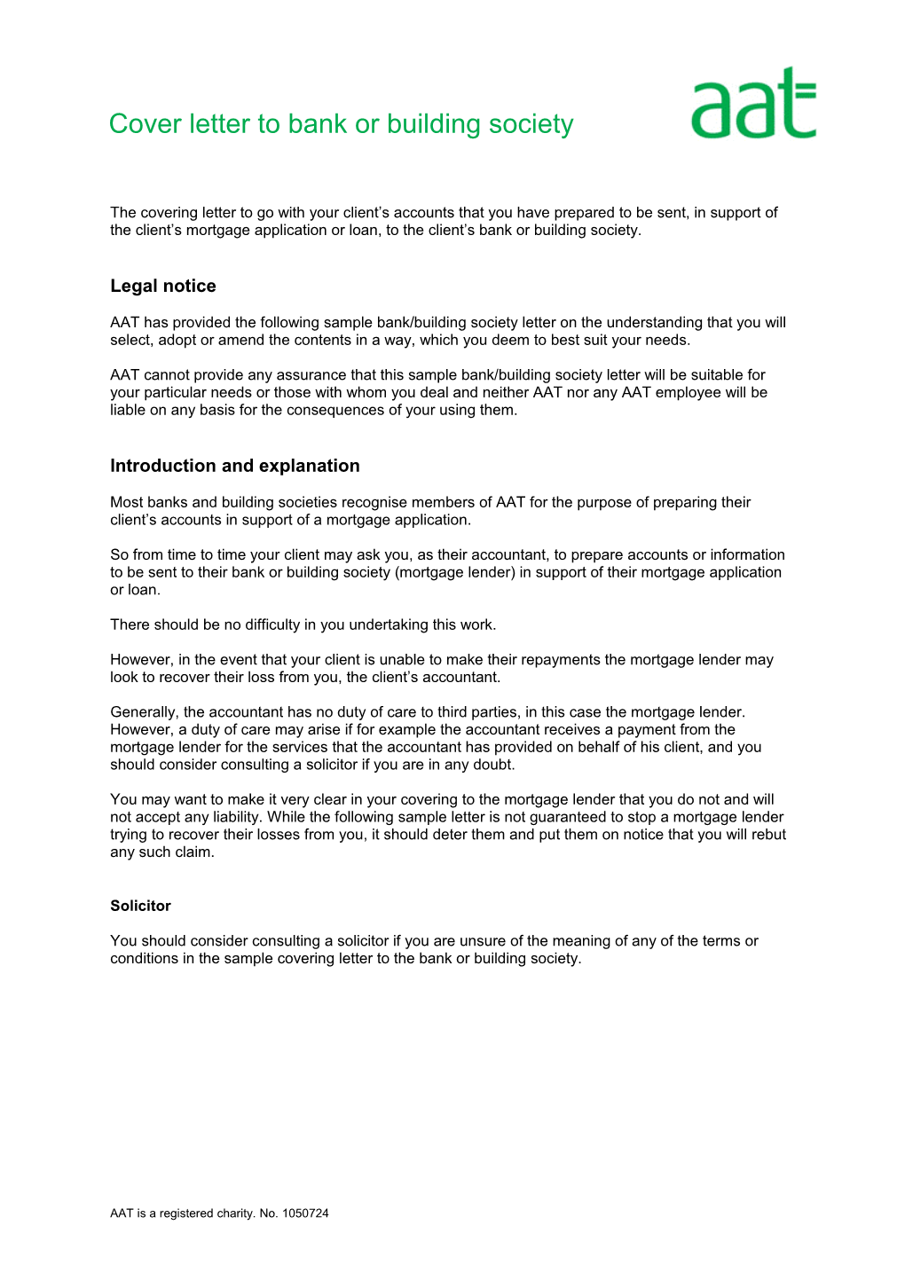 Cover Letter to Bank Or Building Society