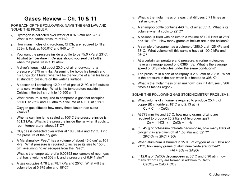 Gases Study Guide & Review