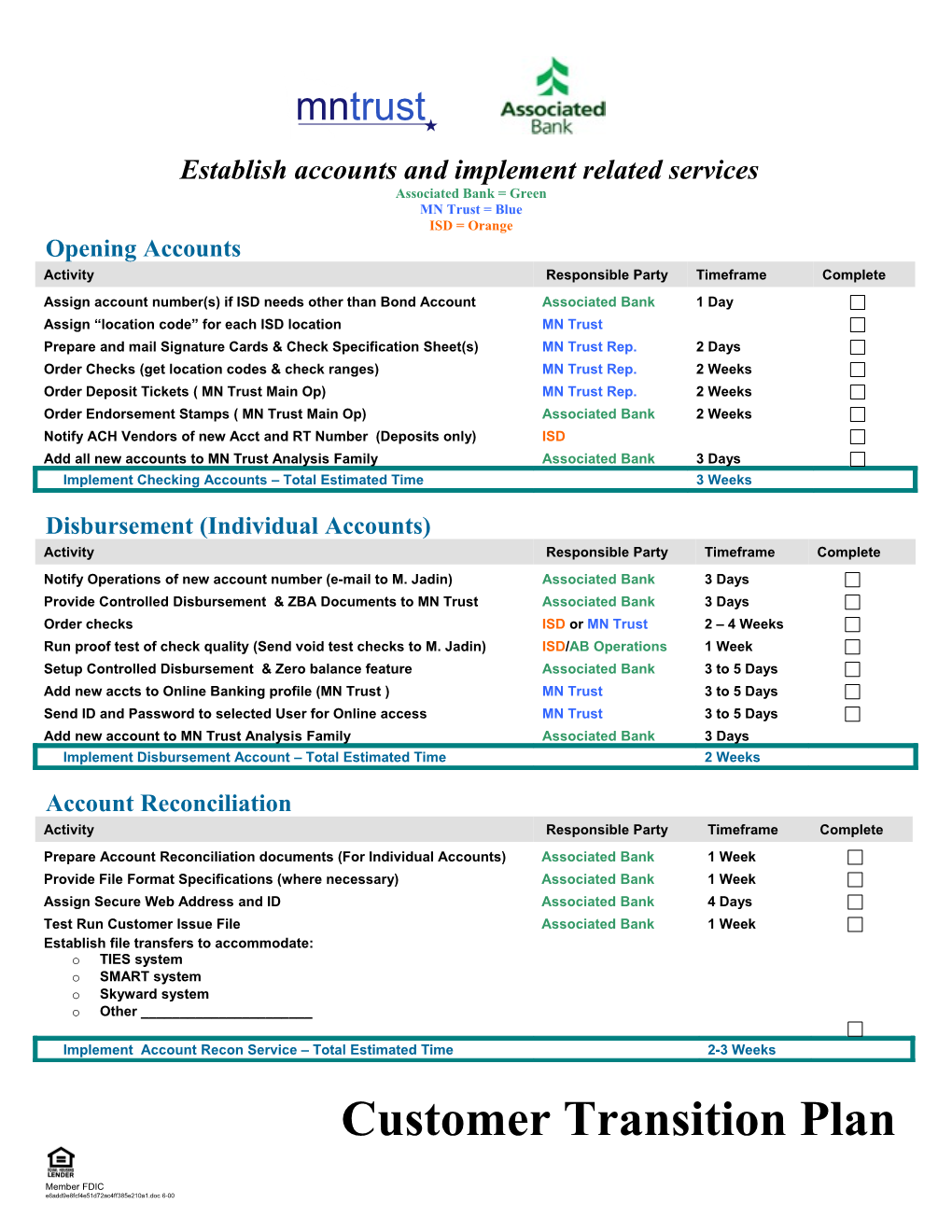 Establish Accounts and Implement Related Services
