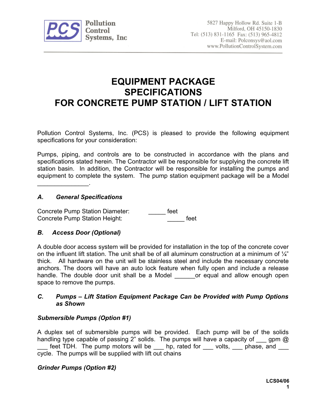 For Concretepump Station / Lift Station