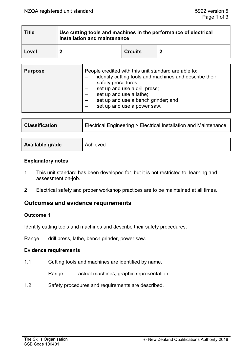 5922 Use Cutting Tools and Machines in the Performance of Electrical Installation And