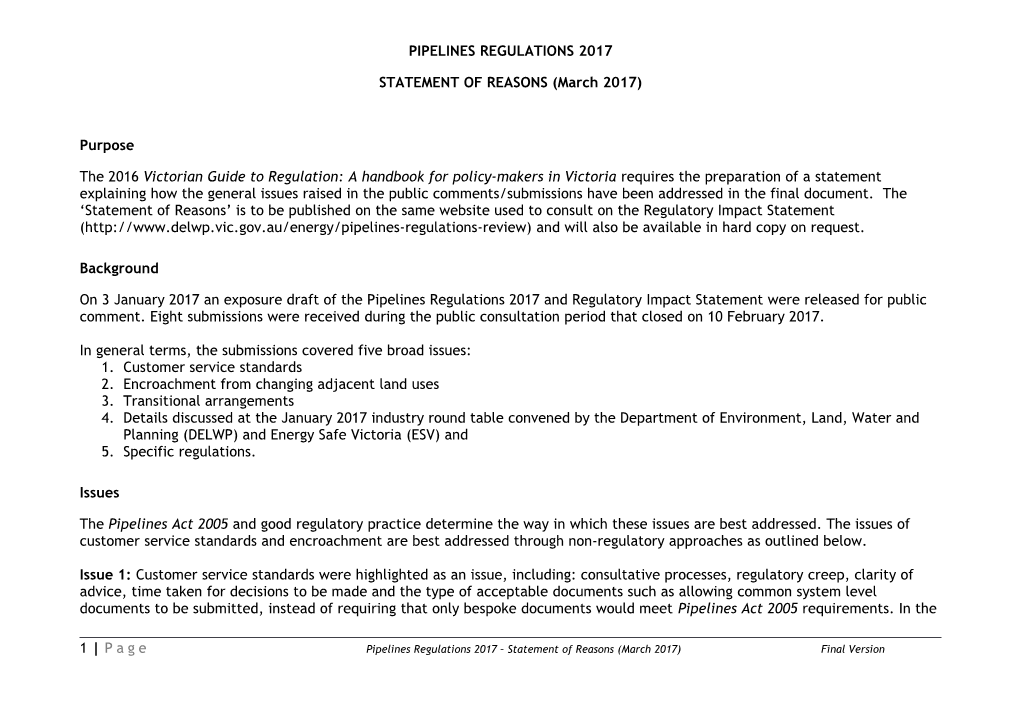 Pipelines Regulations 2017