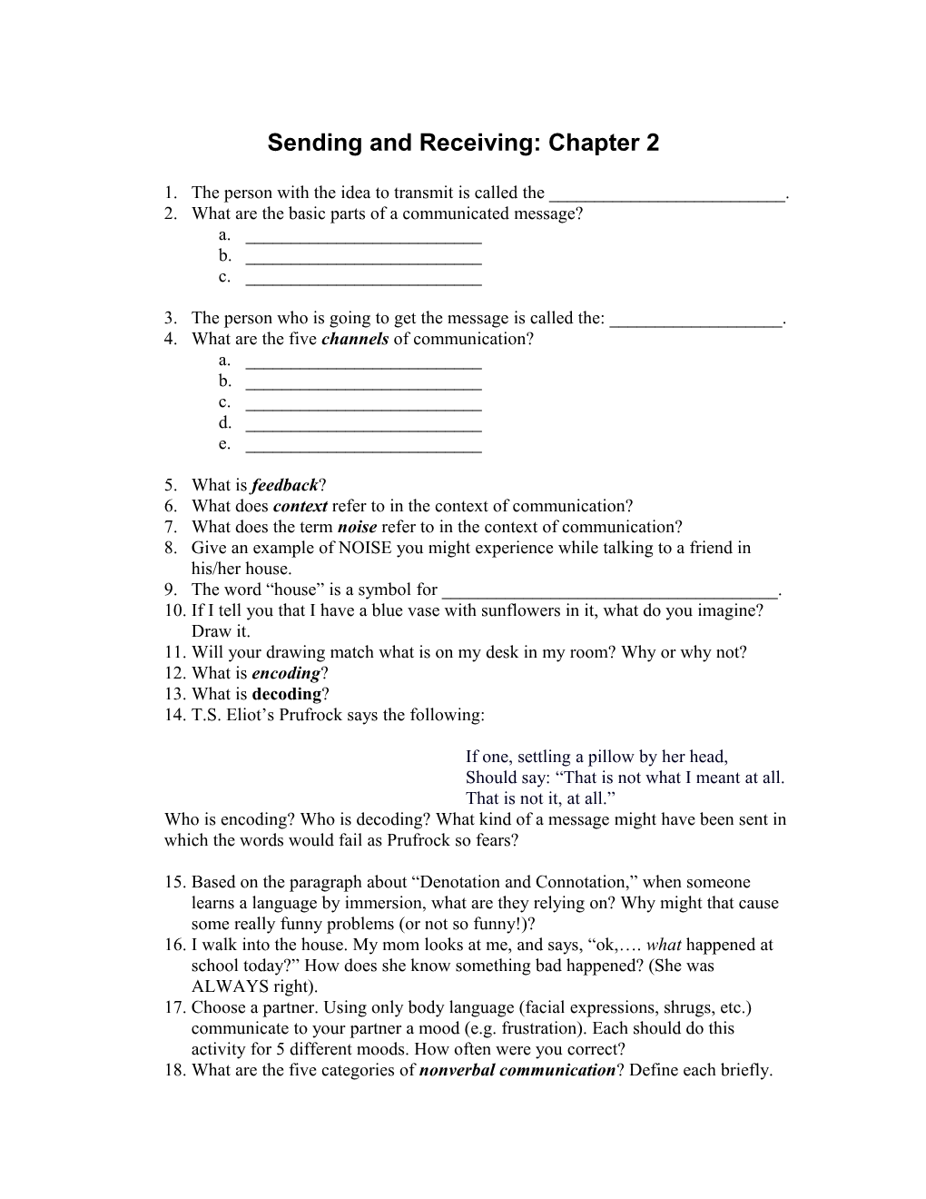 Sending and Receiving: Chapter 2