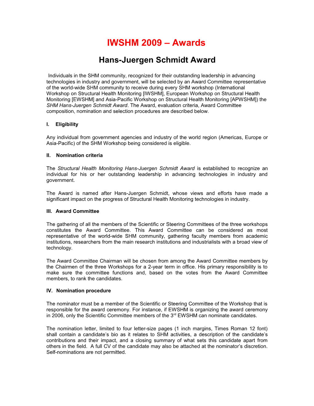 Hans-Juergen Schmidt Award
