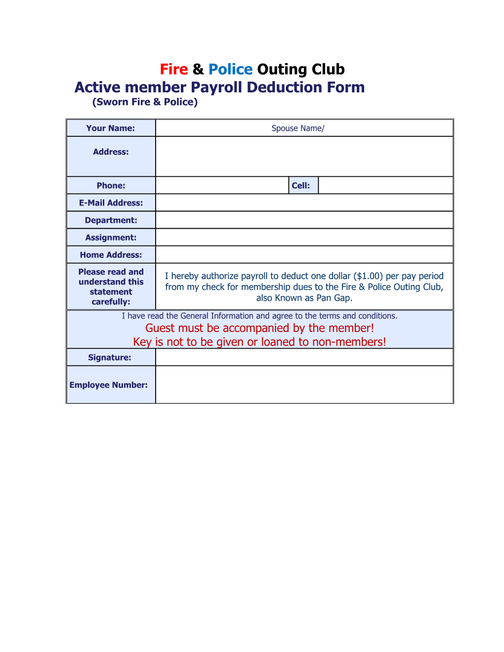 F&POC Payroll Deduction Form