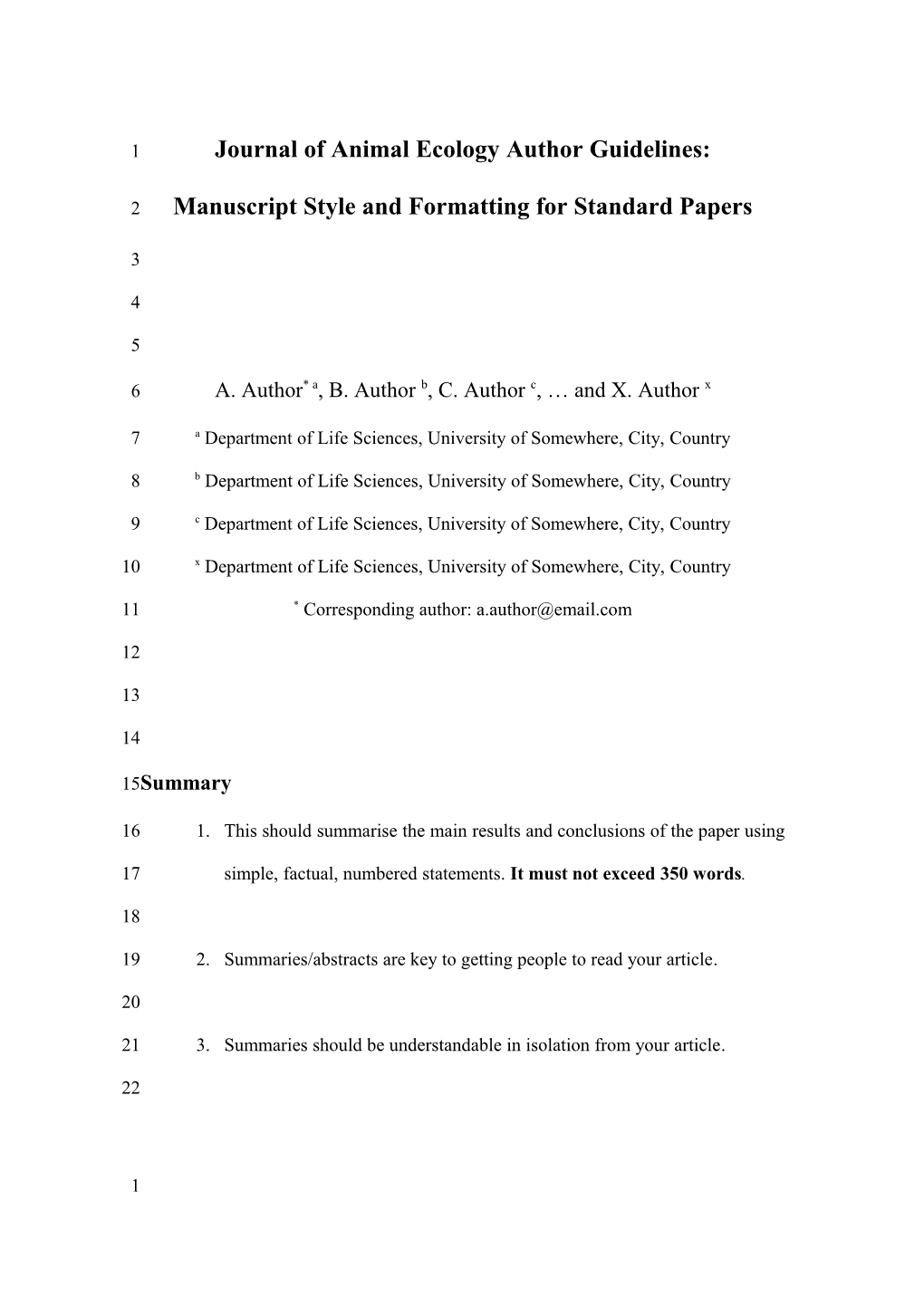 Functional Ecology Author Guidelines