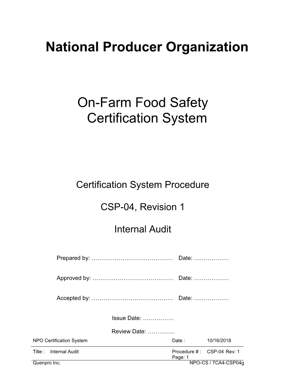 National Producer Organization
