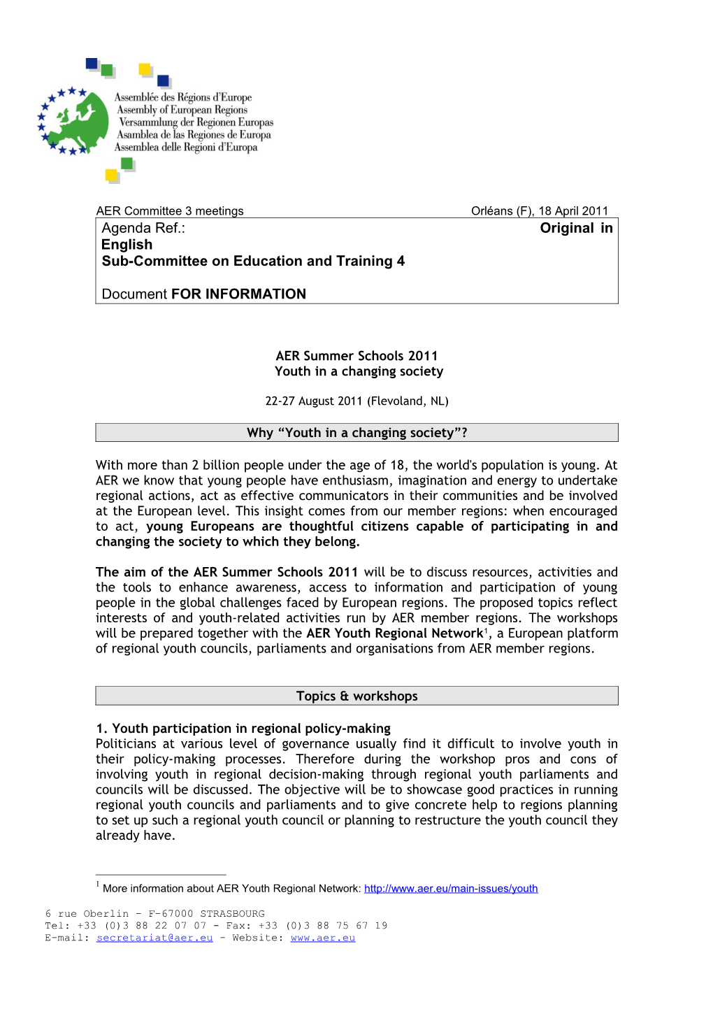 AER Committee 3 Meetings