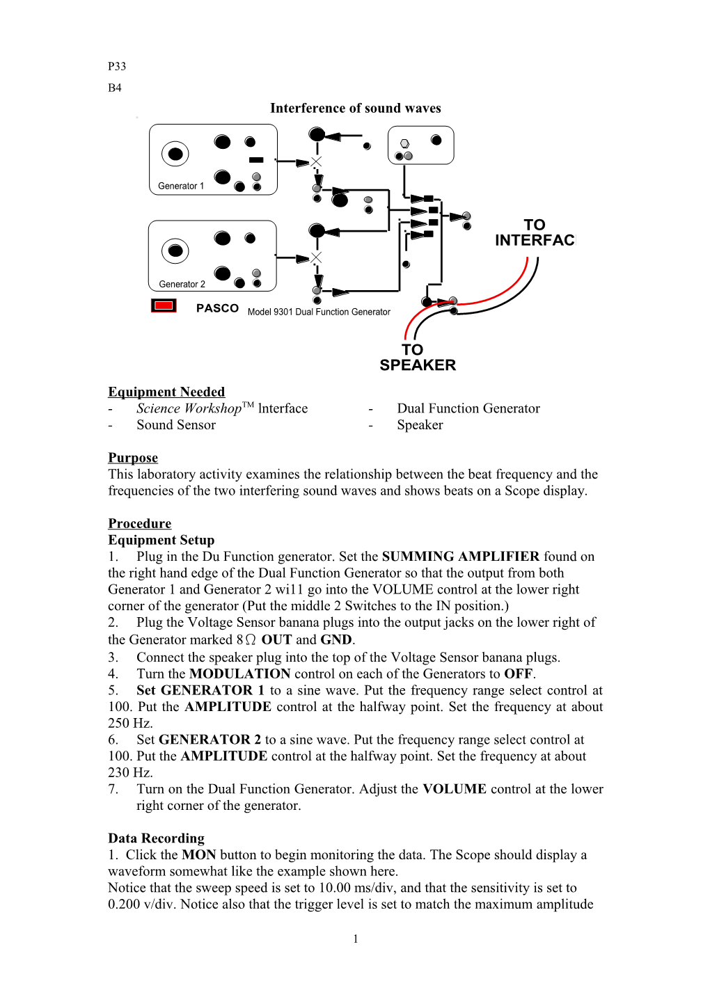 Interference of Sound Waves