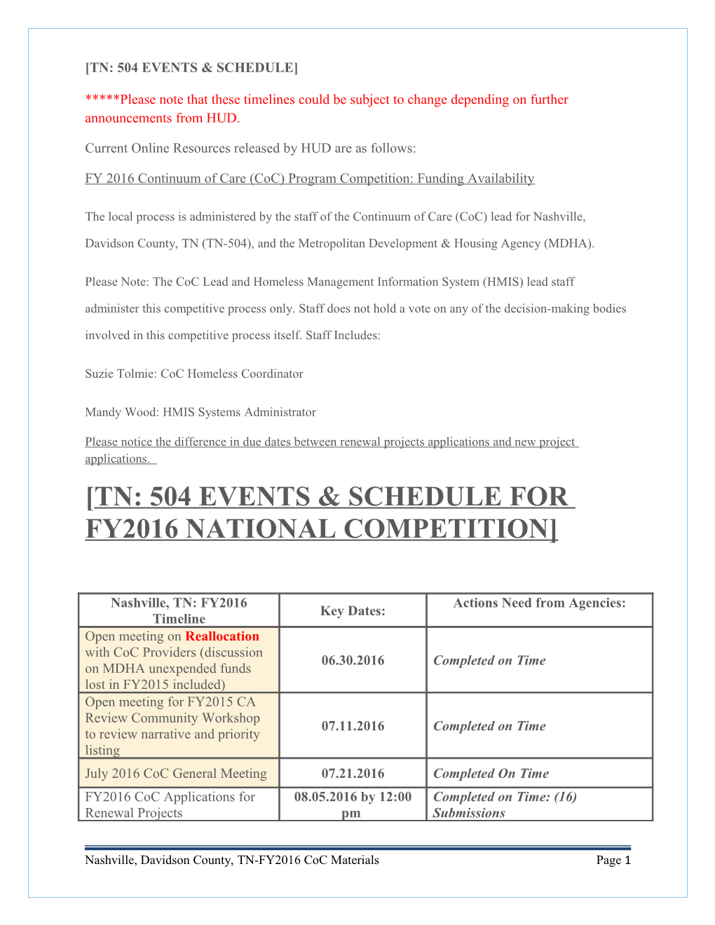 TN: 504 Events & Schedule