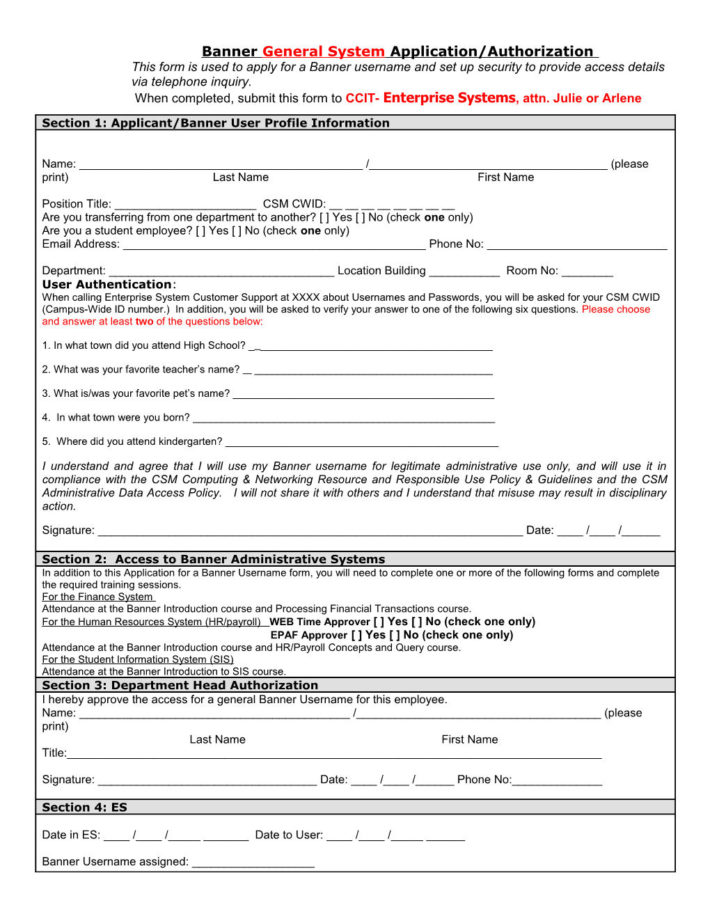 Once Completed, Send This Form to Ccit