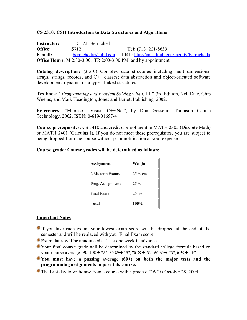 CS 2310: CSII Introduction to Data Structures and Algorithms