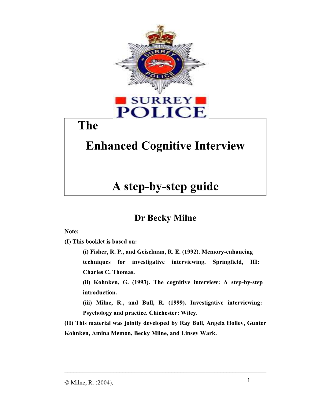 The Enhanced Cognitive Interview