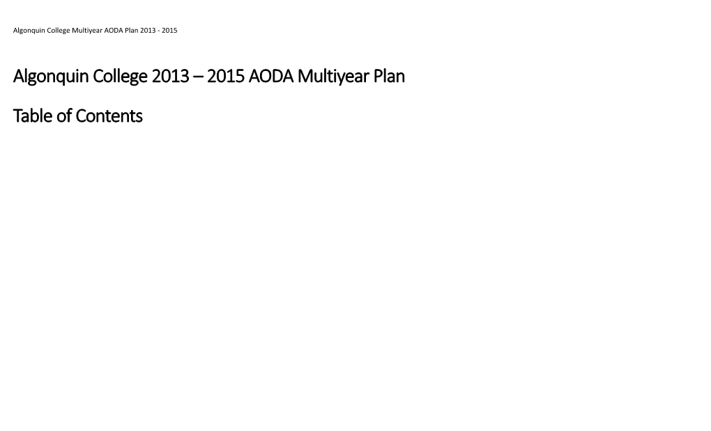 Algonquin College Multiyear AODA Plan 2013 - 2015