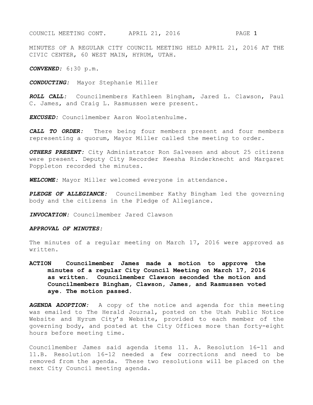 Minutes of a Regular City Council Meeting Held January 8, 2004 at the Civic Center, 83