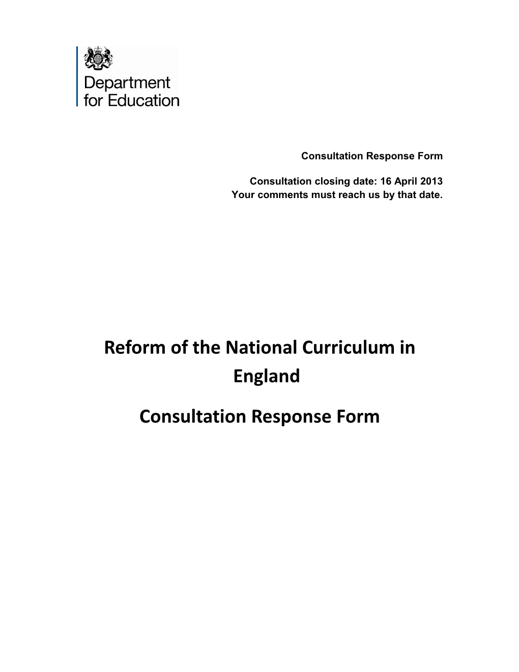 Rnib National Curriculum Response