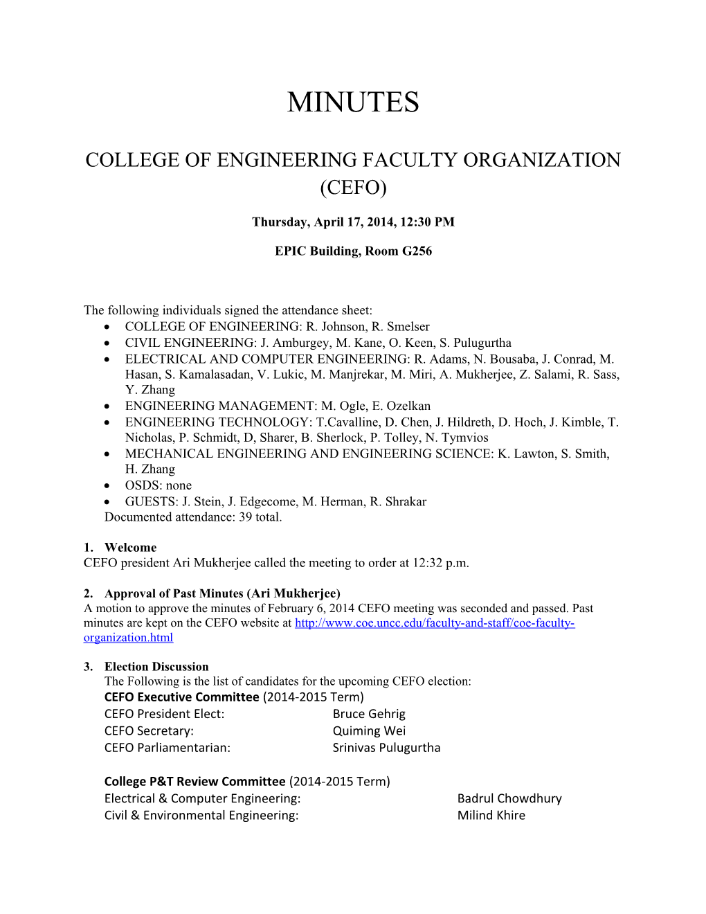 College of Engineering Faculty Organization (Cefo)