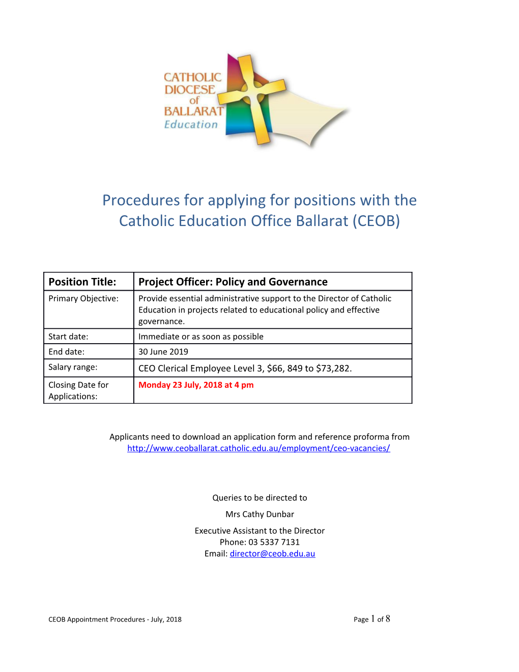 Procedures for Applying for Positions with The